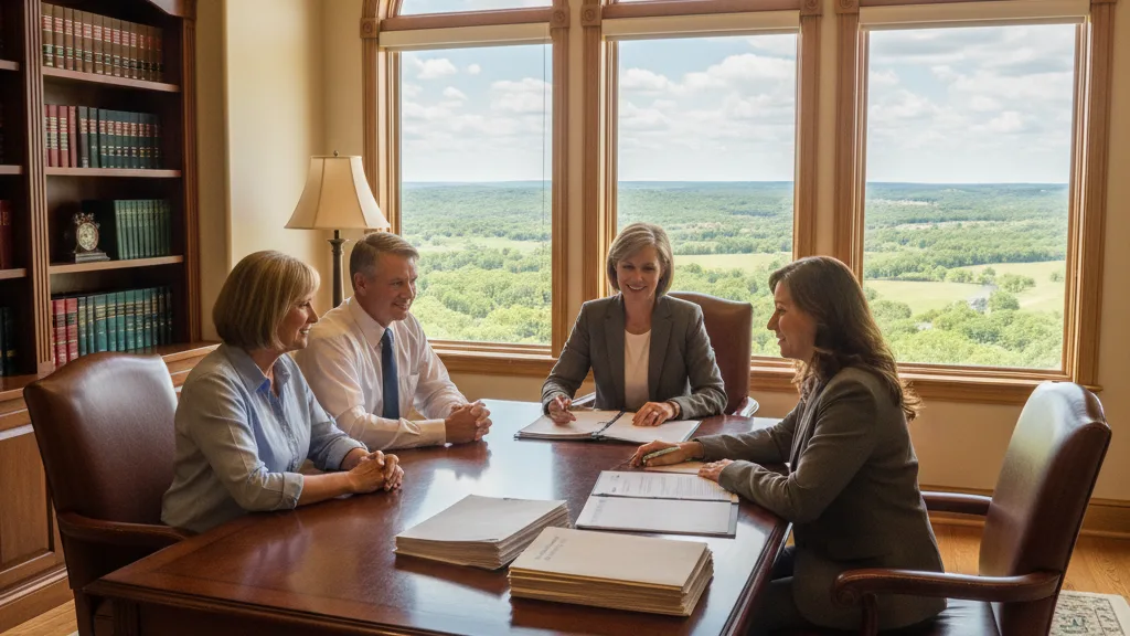 Family reviewing probate documents with attorney to expedite probate in Arkansas