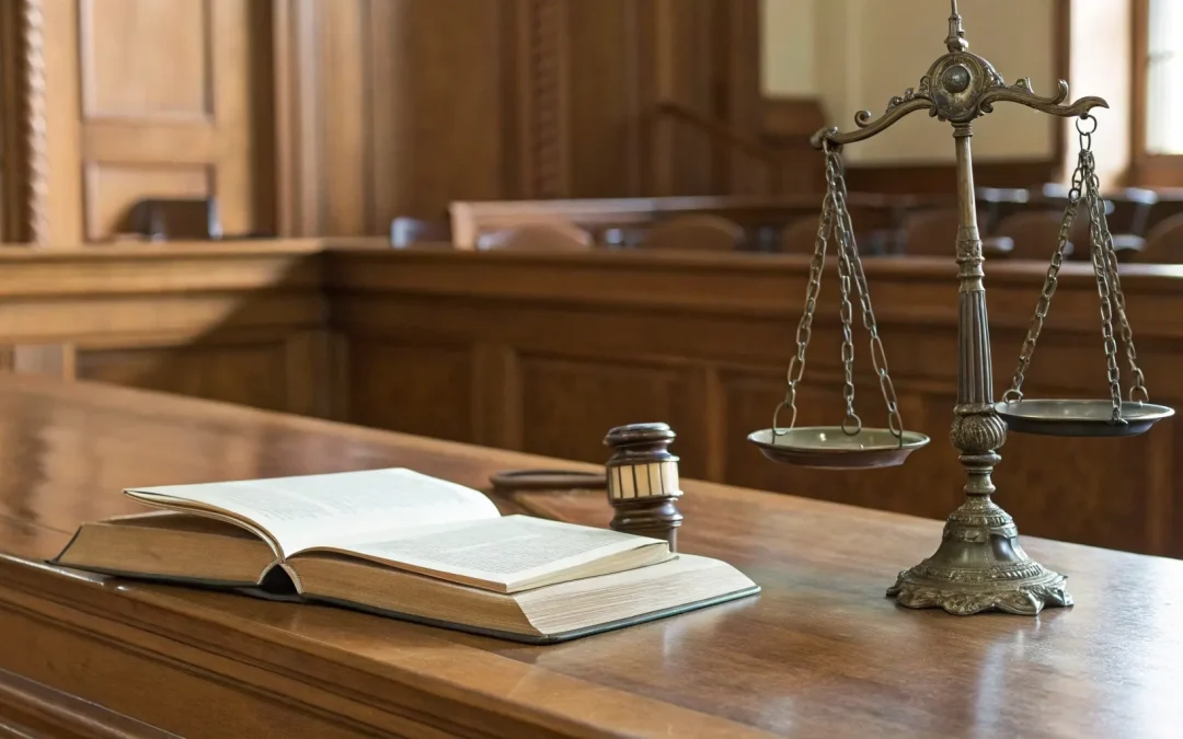 Arkansas probate costs: Scales of justice, gavel, and law book.
