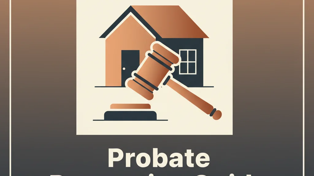 Infographic illustrating the probate property process in Arkansas with house and gavel