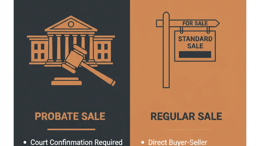 Comparison infographic showing differences between probate property sale and regular property sale