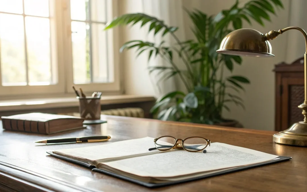 Probate and estate planning tools on a desk.