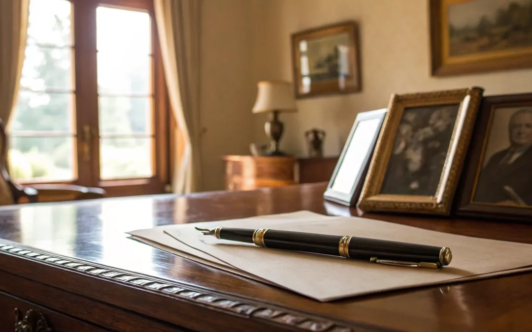 A fountain pen and legal documents for drafting a will with services in Arkansas.